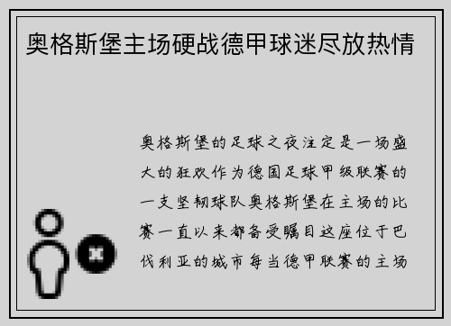 奥格斯堡主场硬战德甲球迷尽放热情