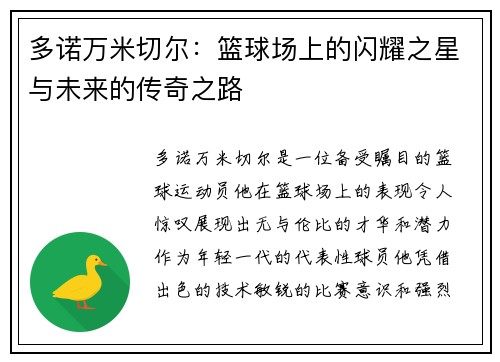 多诺万米切尔：篮球场上的闪耀之星与未来的传奇之路